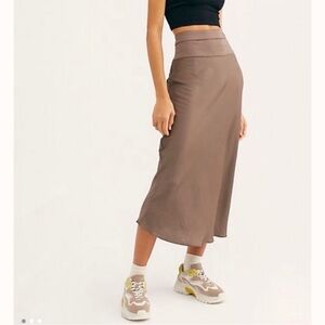 Free People Normandy Bias satin midi skirt